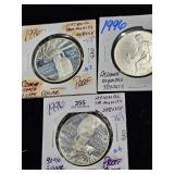 (3) 1996 S,P Comm. $1 Silver Dollar