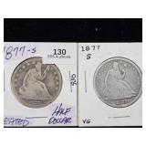 (2) 1877 S Liberty Seated Half Dollar