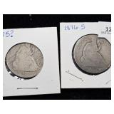 (2) 1875? - 1876 S Liberty Seated Half Dollar