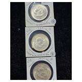 (3) 1954 S,D,P Commemorative Half Carver Wash.