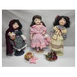 (3) Franklin Heirloom Dolls, Little Red Riding Hoo