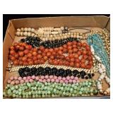 (11) Beaded Necklaces, Amber, Green, Faux Pearl