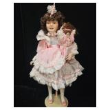 Franklin Mint Heirloom Porcelain Doll w Baby Doll