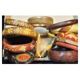 (12) Bangles Wood, Wood-Like, Painted, Carved