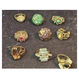 (9) Gold Tone Rings