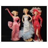 (3) Marilyn Monroe Porcelain Dolls w Fancy Dresses