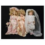 (3) Blonde Porcelain Dolls