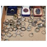 (55+) Silver Tone Rings, Cats Eye Ring