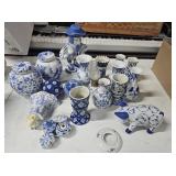 (20+) Pieces of Blue and White Pottery