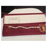 18kt Gold Shield hms Monaco Pearl Necklace in Box