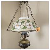Hanging Light with Glass Floral Shade