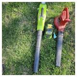 2 Blowers one has battery and charger (green works