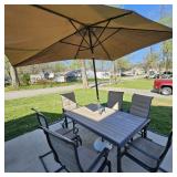 Patio Table & 6 Chairs & Umbrilla Solar Lights