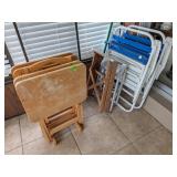 TV Trays, (2) Lawn Chairs, (2) Step Ladders, Broom