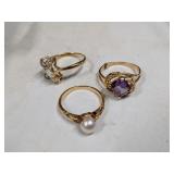 (3) 14k Gold Lady's Rings 7.6 Grams