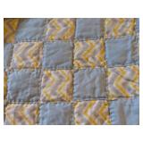 (2) Blue, Yellow Quilts Hand Stitched
