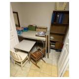 Formica Tables, Chairs, Sewing Items, Book Shelves