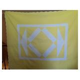 Yellow and White Hand Quilted Quilt 82 x 70