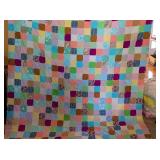 88 x 82 Tie Quilt Multi Color Floral Back