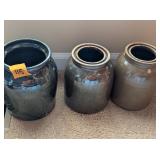 (3) Brown Stoneware Crocks