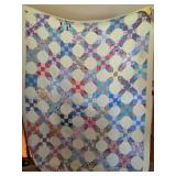 Yellow 9 Square Quilt Hand Stitched 66+ x 92