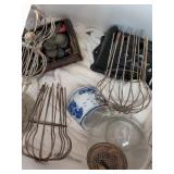 Antique Light Bulb Covers, Lantern Base, Frog