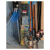 (4) Rod and Reels, Gigger, Net
