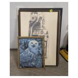 Framed Artwork, Wolves, Old Car, Rolling Stones