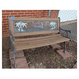 Palm Tree Cast Iron Bench