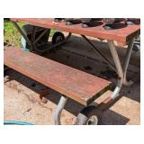 Red Rolling Picnic Table