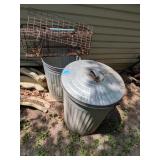 (2) Metal Trash Cans & Live Trap
