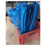 Plastic Milk Crate & Blue Tarps
