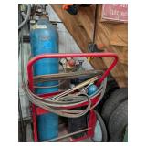 Red Wheeled Carts with Canisters