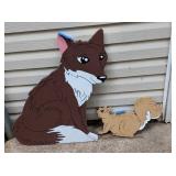 Wood Cut Out Fox & Squirrel