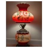 Gone with the Wind Hand Painted Pink Rose Lamp