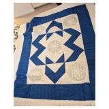 Quilt Blue & White Hand Sewn & Embroidered