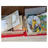 (2) Totes, Floral Sewing Basket, Craft Items