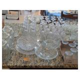 Pressed Glass Sets, Footed Bowl, Platter, Tray