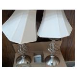 Pair of Table Silver Color Lamps