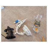 Cast Iron Bell, Clear Hobnail w/ Cast Iron Hanger