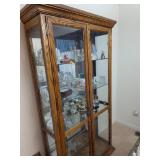 Lighted Curio Cabinet, 4 Glass Shelves, & Contents