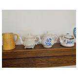 (3) Tea Pots (1) Pitcher Floral Patterns