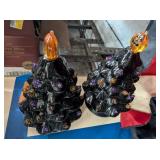 (2) Black Ceramic Christmas Trees