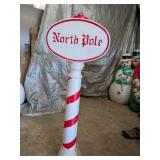 Blow Mold North Pole Sign 45 Inches White on White