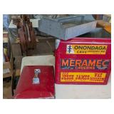 Red Metal Cooler with Tray