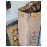 (2) Floral Pictures, Wire Hanging Basket