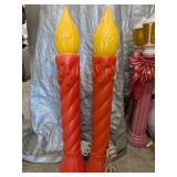 (2) Blow Mold Red Candlesticks 37 Inches