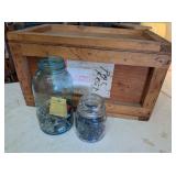 Wooden Crate, Marbles, Keys