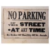 No Parking St Jacob Sign