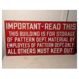 Important Pattern Dept Sign Metal 24x12